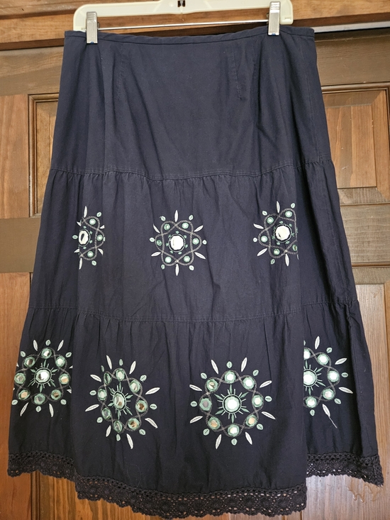 Ann Taylor Dresses & Skirts - Ann Taylor Women's Navy Embroidered Tiered Skirt